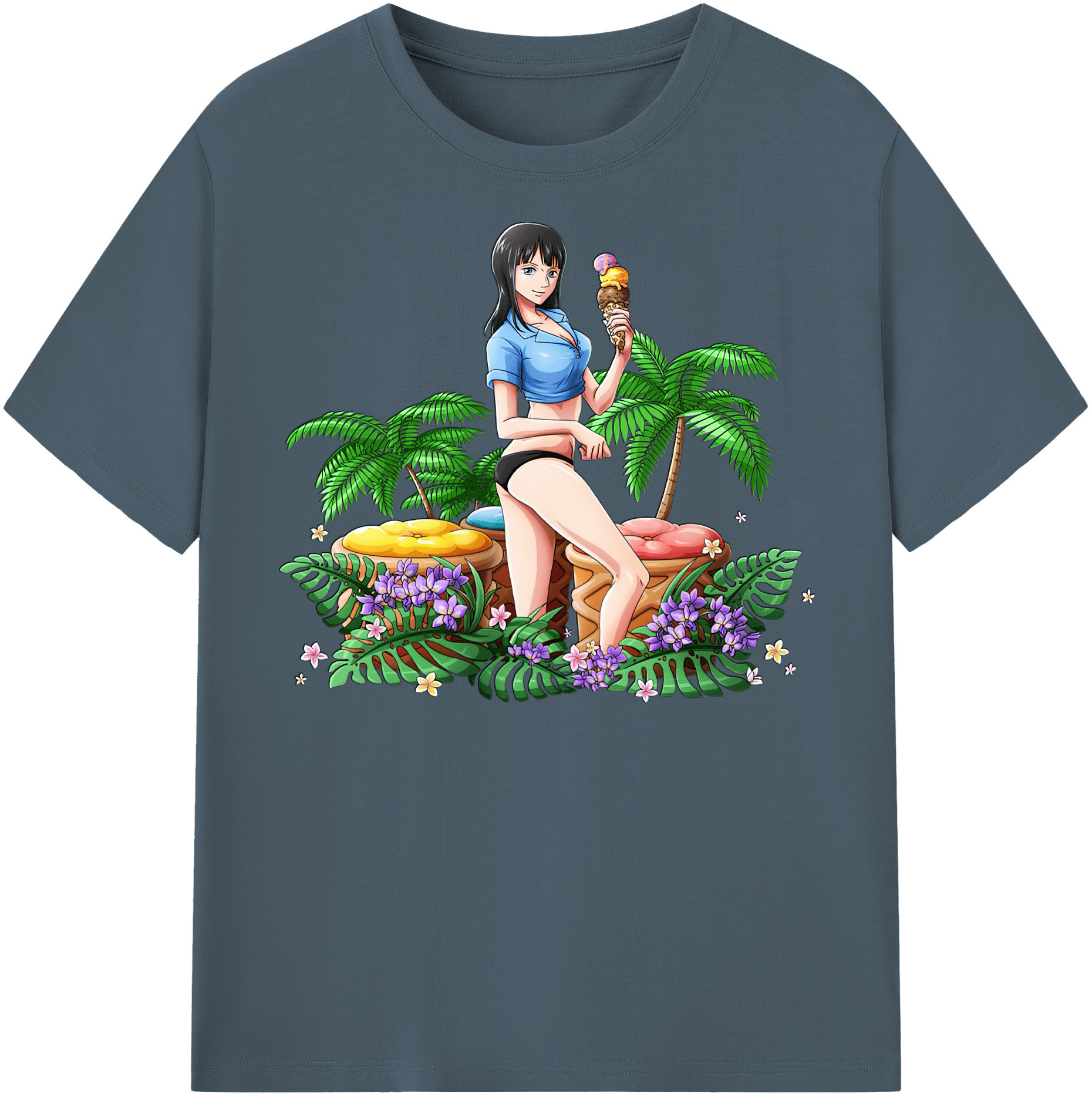 ワンピース ニコ・ロビン ONE PIECE Nico Robin 綿100％半袖Tシャツ（フロントプリント）